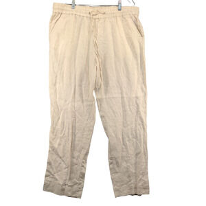 Symple NYC Womens Linen Pants Tan Size XL Slash Pockets Drawstrings